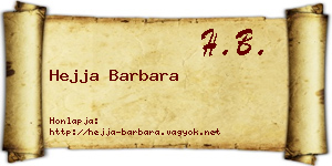 Hejja Barbara névjegykártya